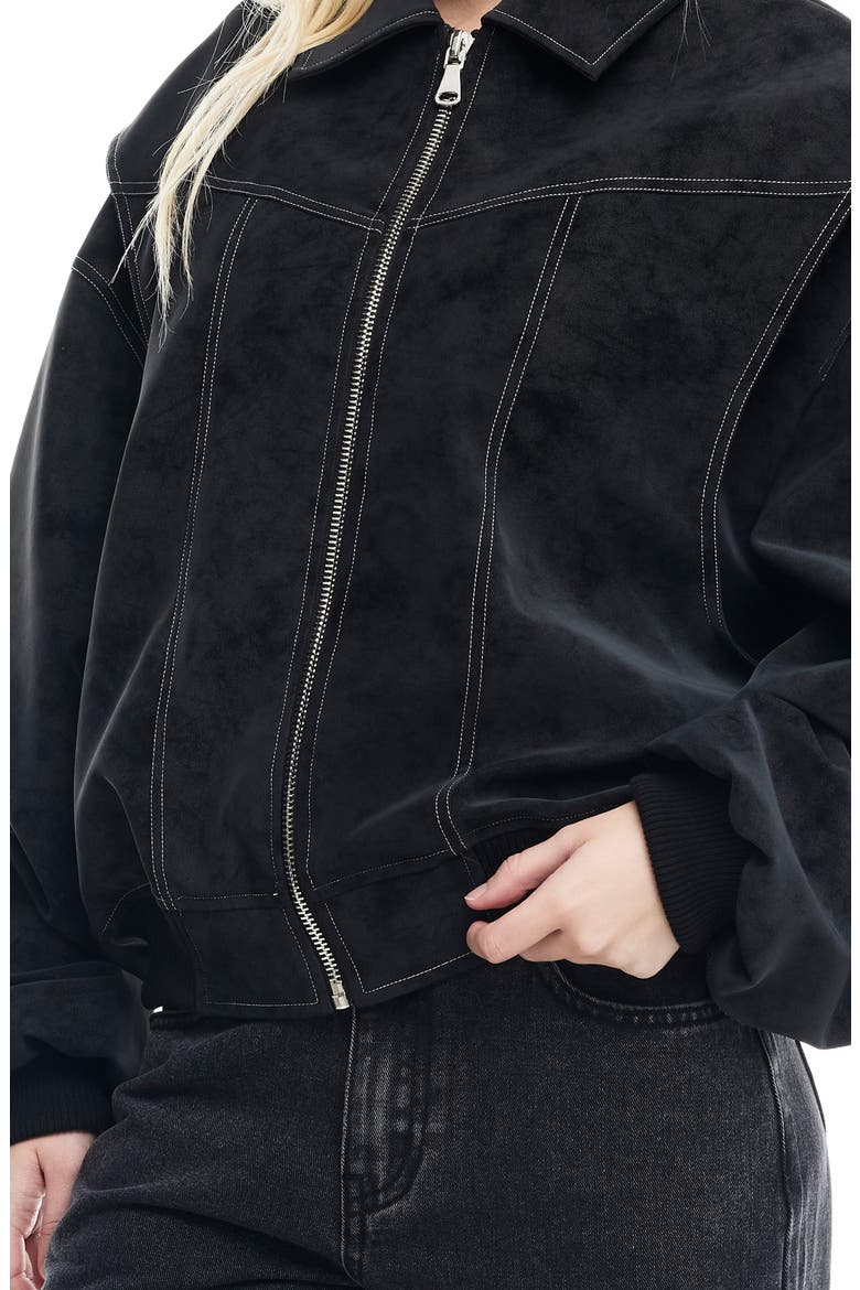 Vista Faux Suede Bomber Jacket, Alternate, color, ONYX