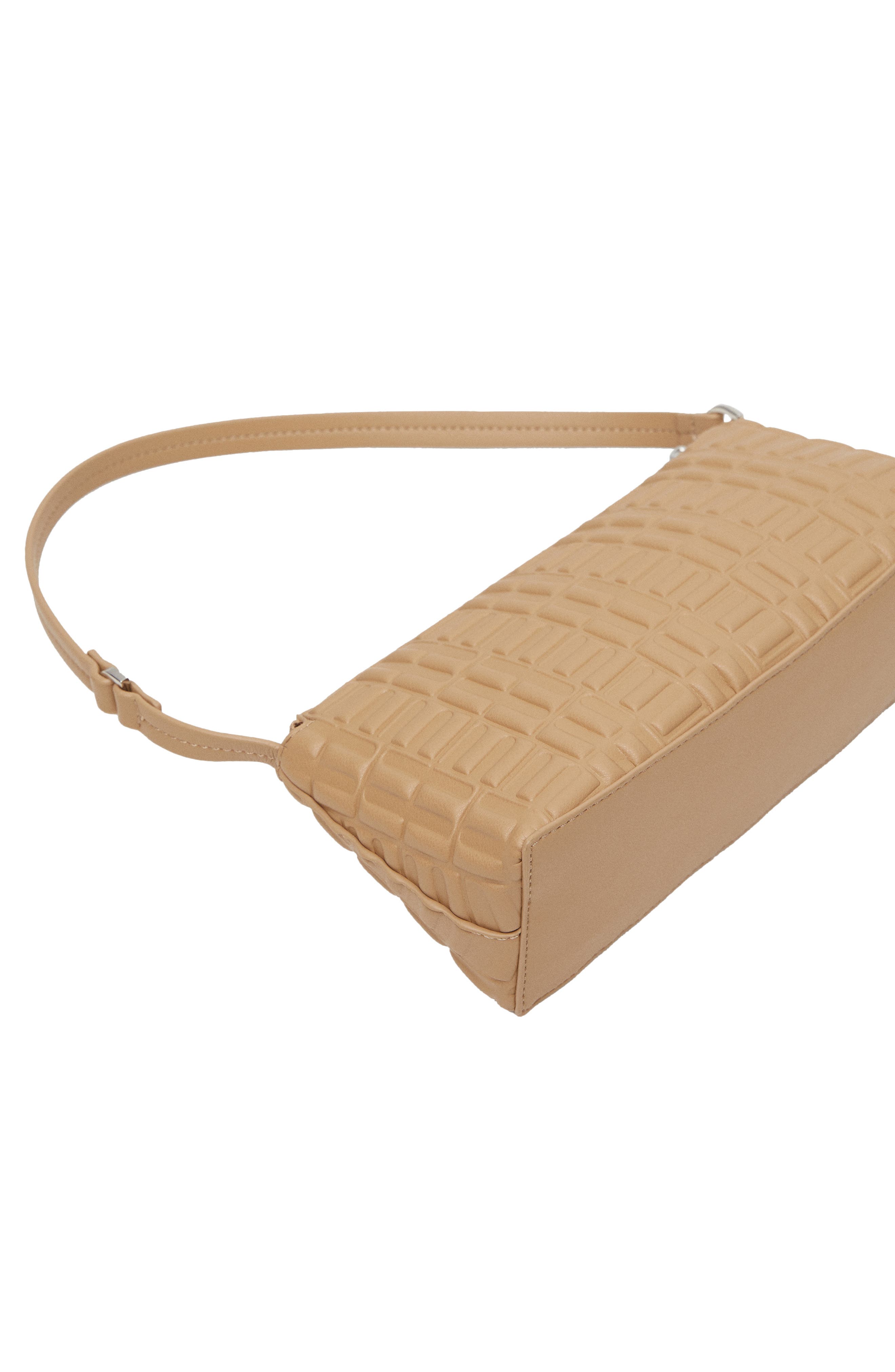 MANGO Textured Baguette Faux Leather Bag, Alternate, color, 