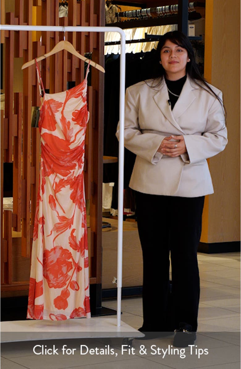 Jasmine Floral Asymmetric Neck Dress, sales video thumbnail