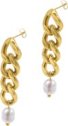 st. Moran Freshwater Pearl Curb Chain Drop Earrings