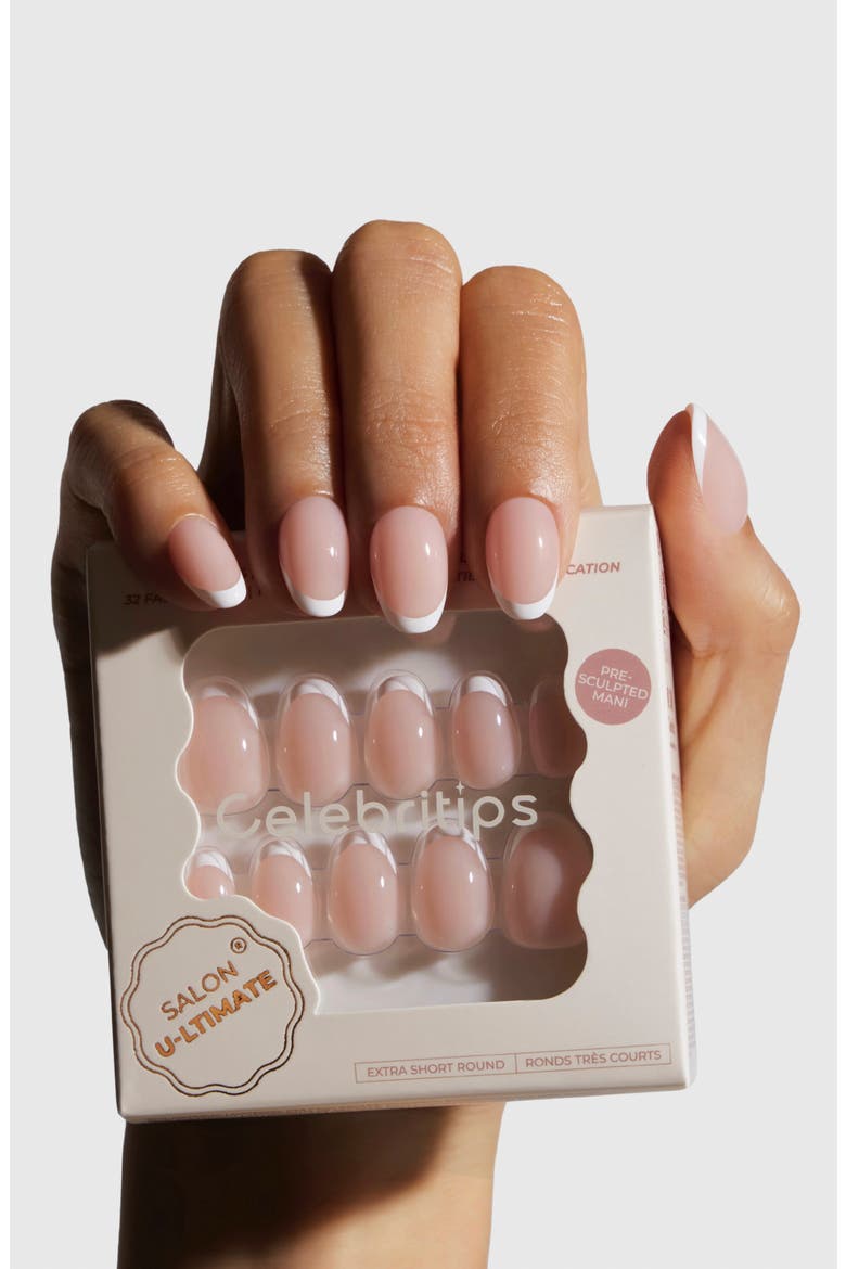 Salon U-ltimate Extra Short Round Press-On Nails, Alternate, color, NUDE CLASSIC FRENCH