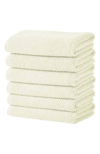 Woven & Weft Set Of 6 Textured Hand Towels In Ivory