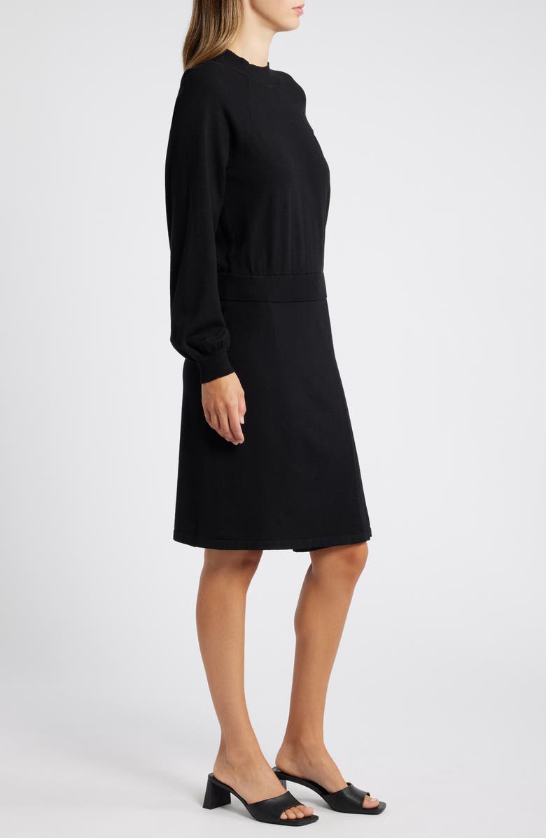 Sam Edelman Two-Piece Look Long Sleeve Sweater Dress, Alternate, color, Black