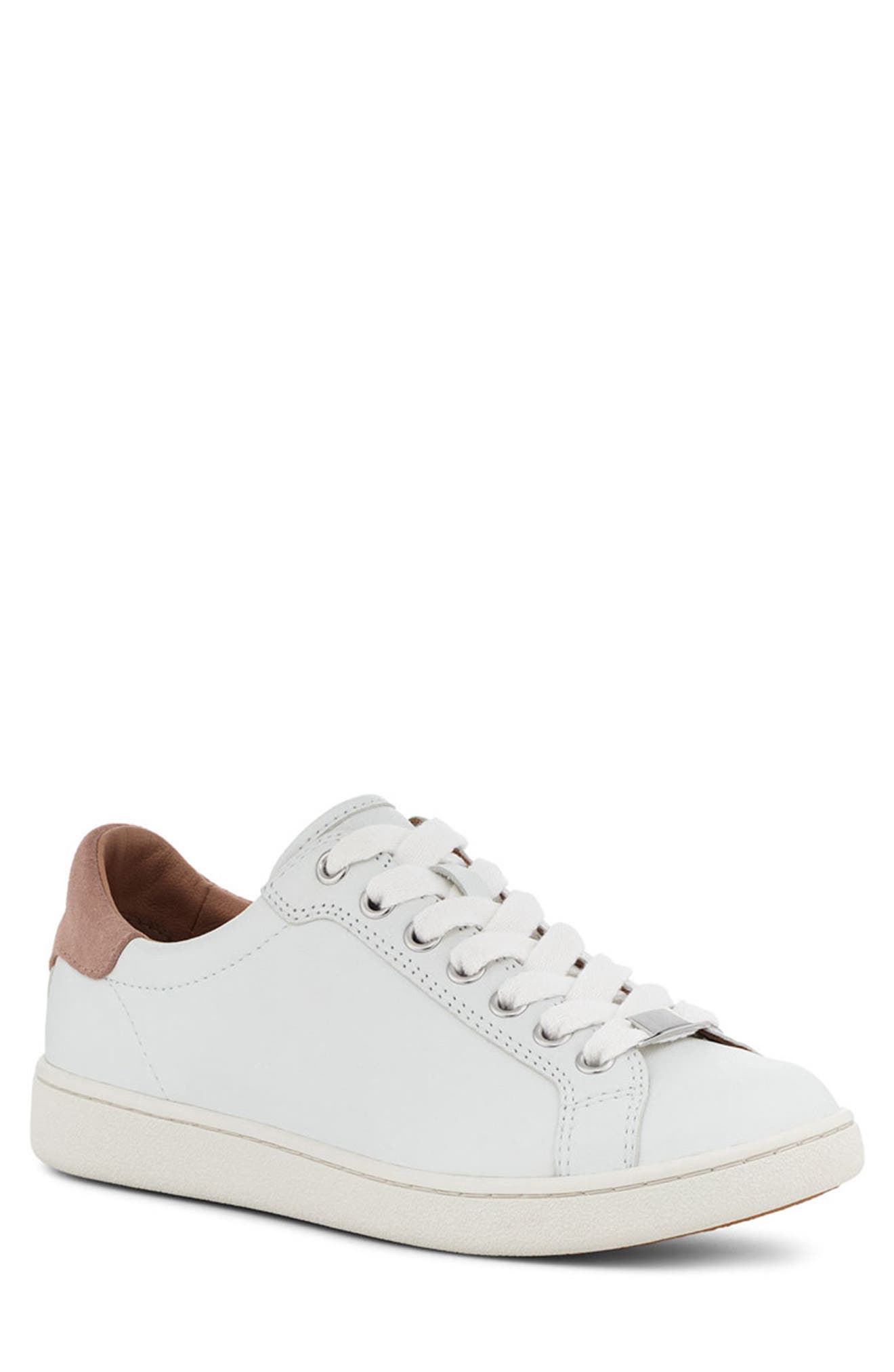 UGG Milo Leather Sneaker, Main, color, WHITE