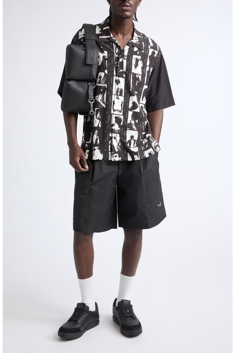 Photographic Negative Print Short Sleeve Button-Up Shirt, Alternate, color, BLACK/ WHITE