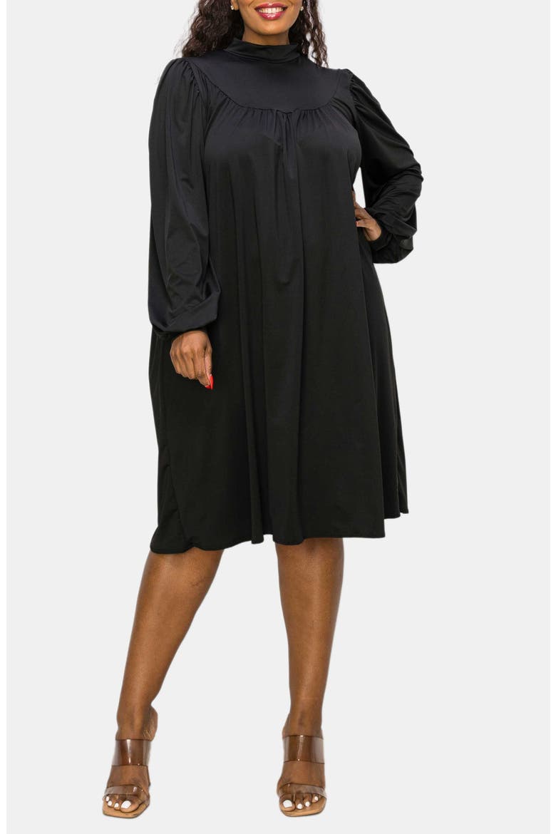 Amal Long Sleeve Stretch Dress, Alternate, color, BLACK
