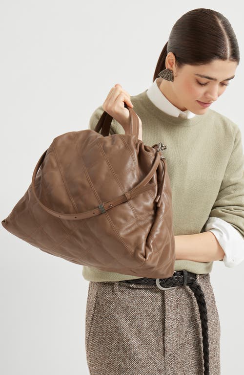 Brunello Cucinelli Nappa Mellow Large Shopper Bag In Brown