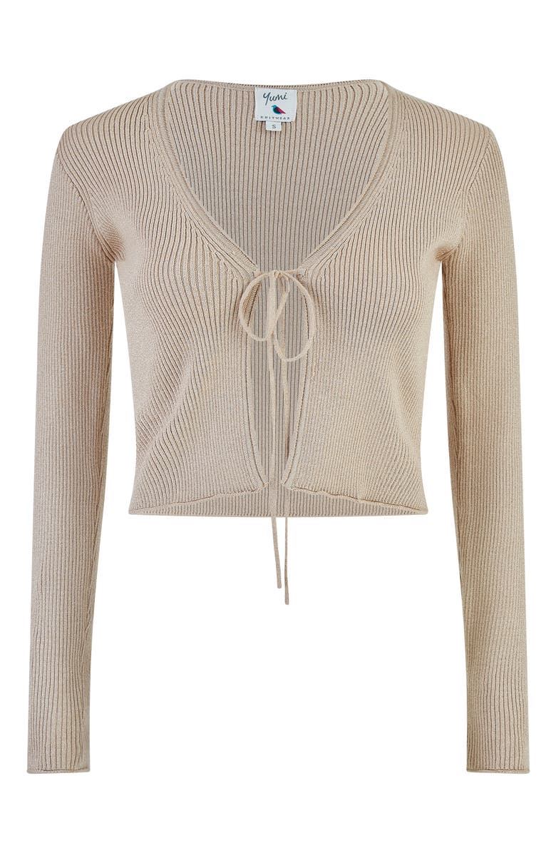 Yumi Metallic Rib Knit Bolero, Alternate, color, Gold