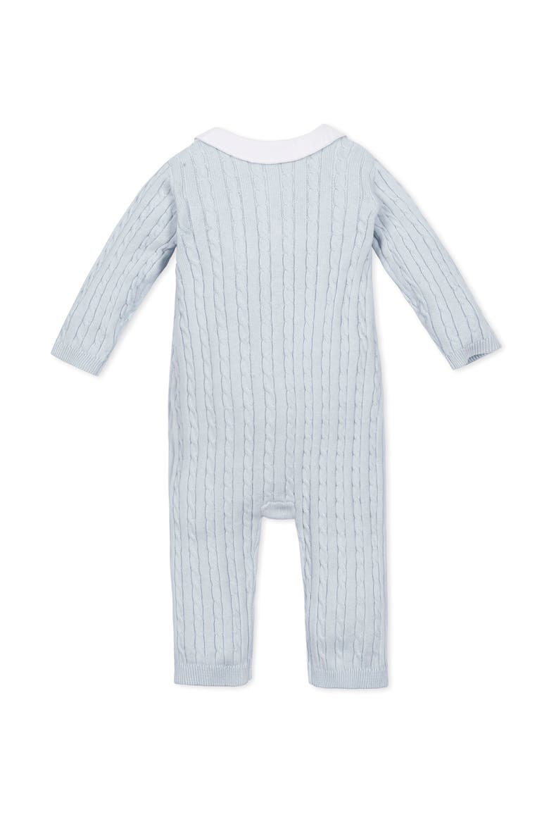 Baby Organic Peter Pan Collar Sweater Romper, Infant, Alternate, color, Airy Blue Cable