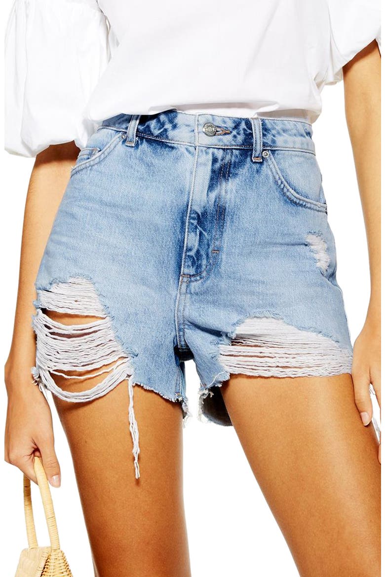 Ripped Mom Shorts, Alternate, color, MID DENIM