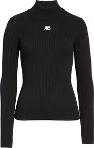 Courrèges Mock Neck Rib Sweater