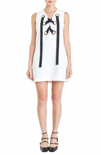 English Factory Grommet Tie Sleeveless Minidress