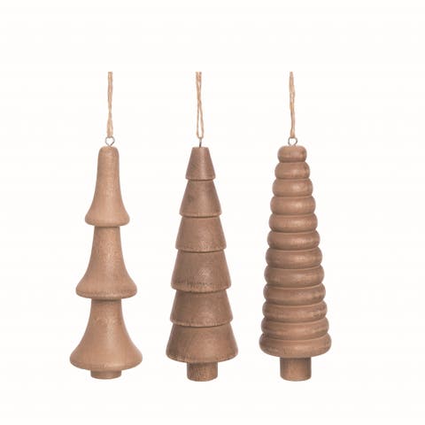 MDF Carved Tree Ornament Set of Three Christmas Decor