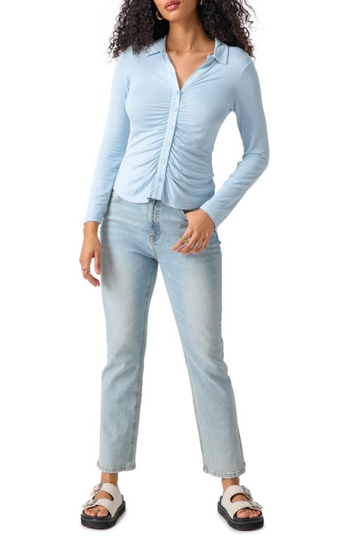 Sanctuary Dreamgirl Ruched Knit Shirt In Blue Bliss