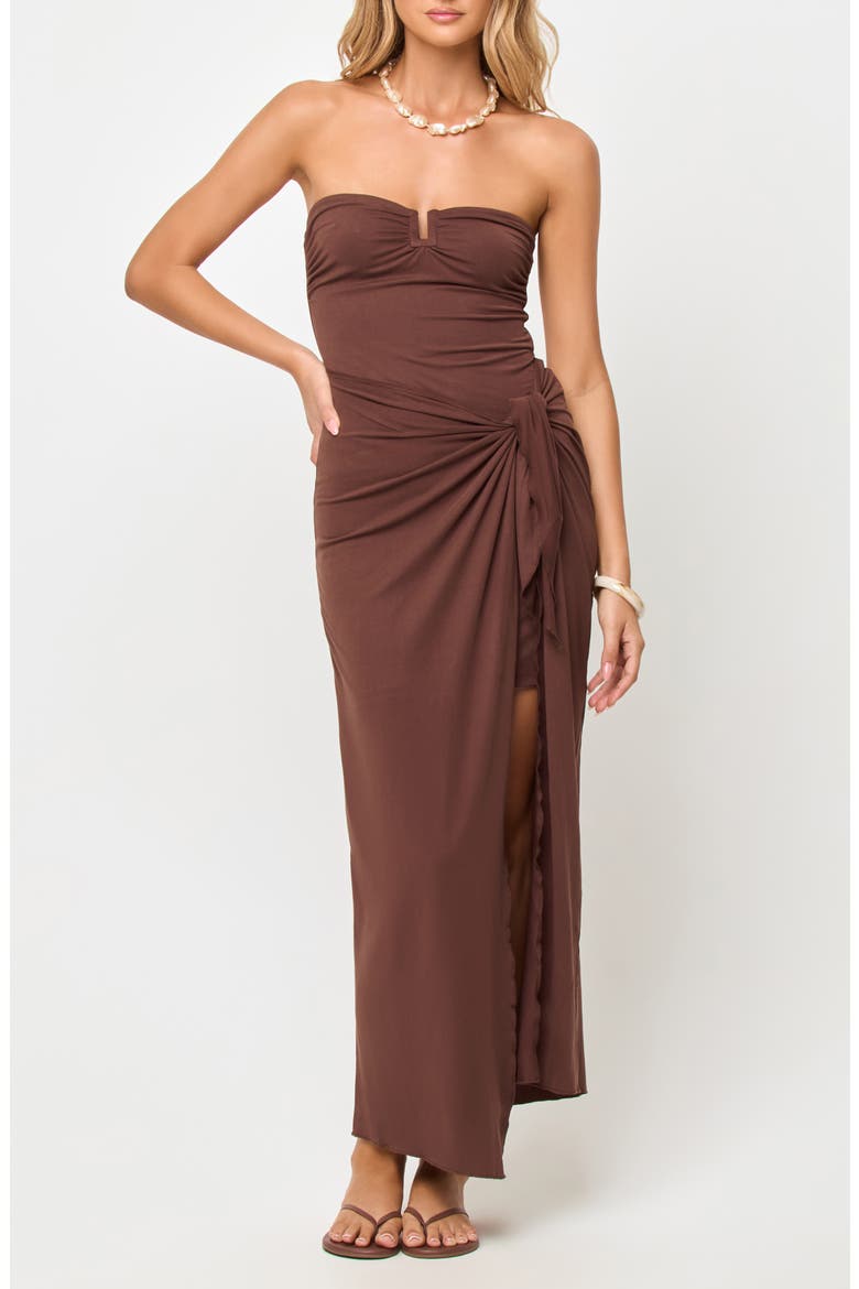 Noah Strapless Cover-Up Maxi Dress, Main, color, ESPRESSO