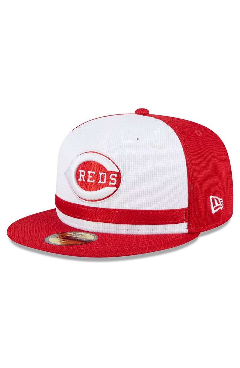 New Era Men's New Era White Cincinnati Reds 2024 Batting Practice 59FIFTY Fitted Hat, Alternate, color, White