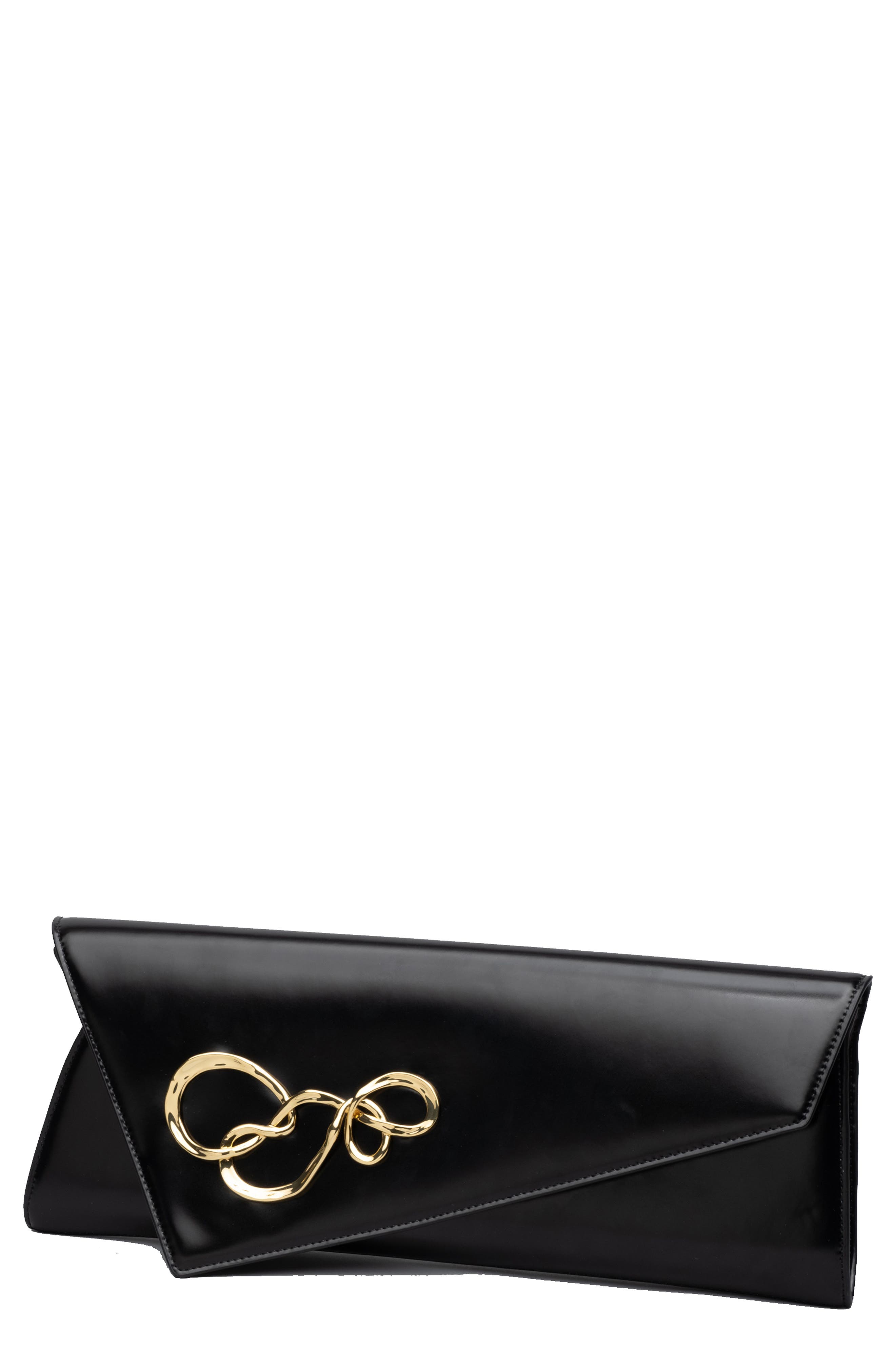 Alexis Bittar Twisted Angular Leather Clutch, Main, color, 