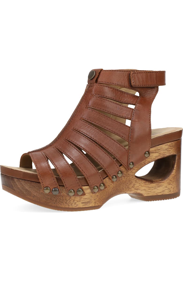 Dansko Adie Ankle Strap Platform Wedge Sandal, Main, color, Tan Calf