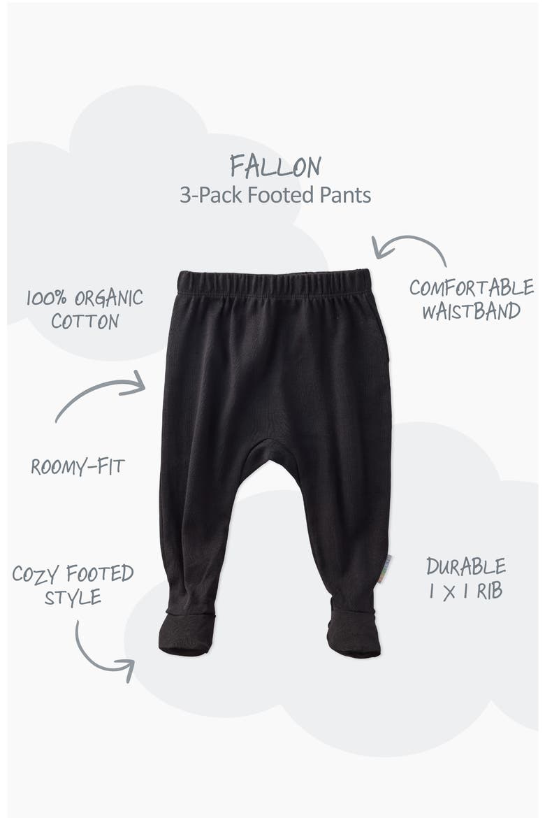 Fallon Footed Organic Cotton Assorted 3-Pack Pants, Alternate, color, BLACK TWINKLE