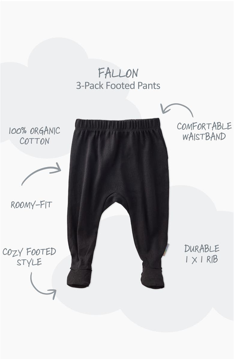 BUTTERBLU Fallon Footed Organic Cotton Assorted 3-Pack Pants, Alternate, color, Black Twinkle