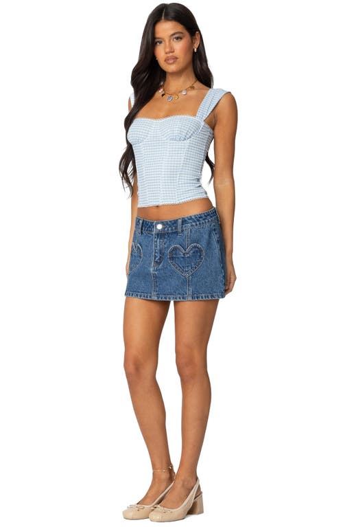 Shop Edikted Marcella Gingham Mesh Corset Top In Light-blue
