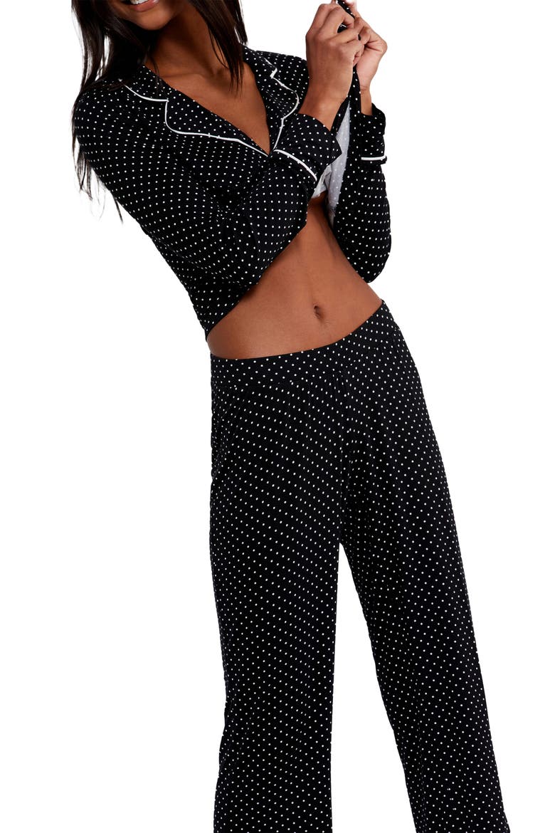 Button-Up Maternity/Nursing Pajamas, Alternate, color, BLACK WHITE DOT