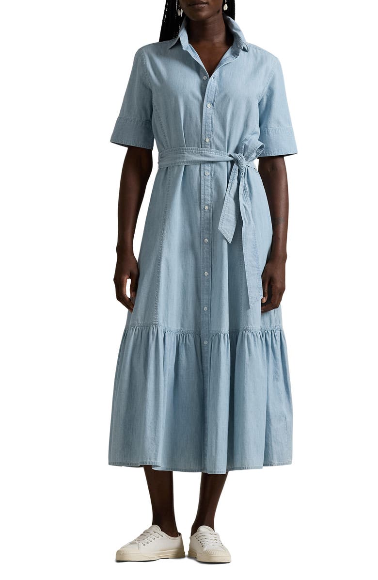 Polo Ralph Lauren Bea Tie Belt Midi Shirtdress, Main, color, 