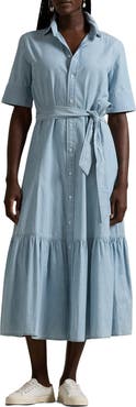 Polo Ralph Lauren Bea Tie Belt Midi Shirtdress