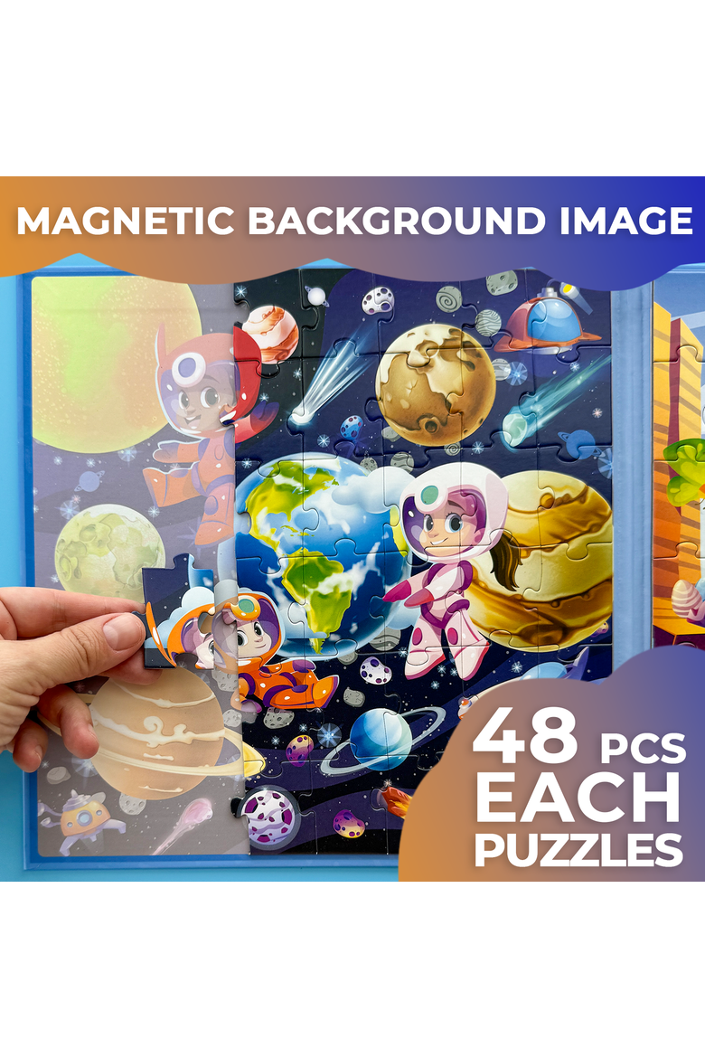 Magnetic Jigsaw Puzzle Set - 2x48 Piece, Alternate, color, Space