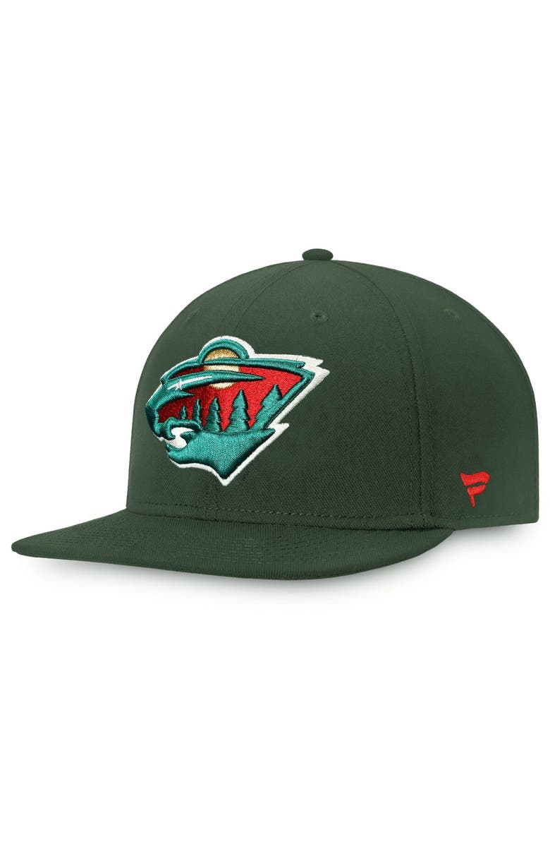 FANATICS Men's Fanatics Branded Green Minnesota Wild Core Primary Logo Fitted Hat, Main, color, 