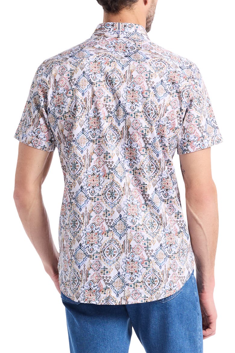 Pismo Short Sleeve Stretch Cotton Button-Up Shirt, Alternate, color, WHITE MULTI