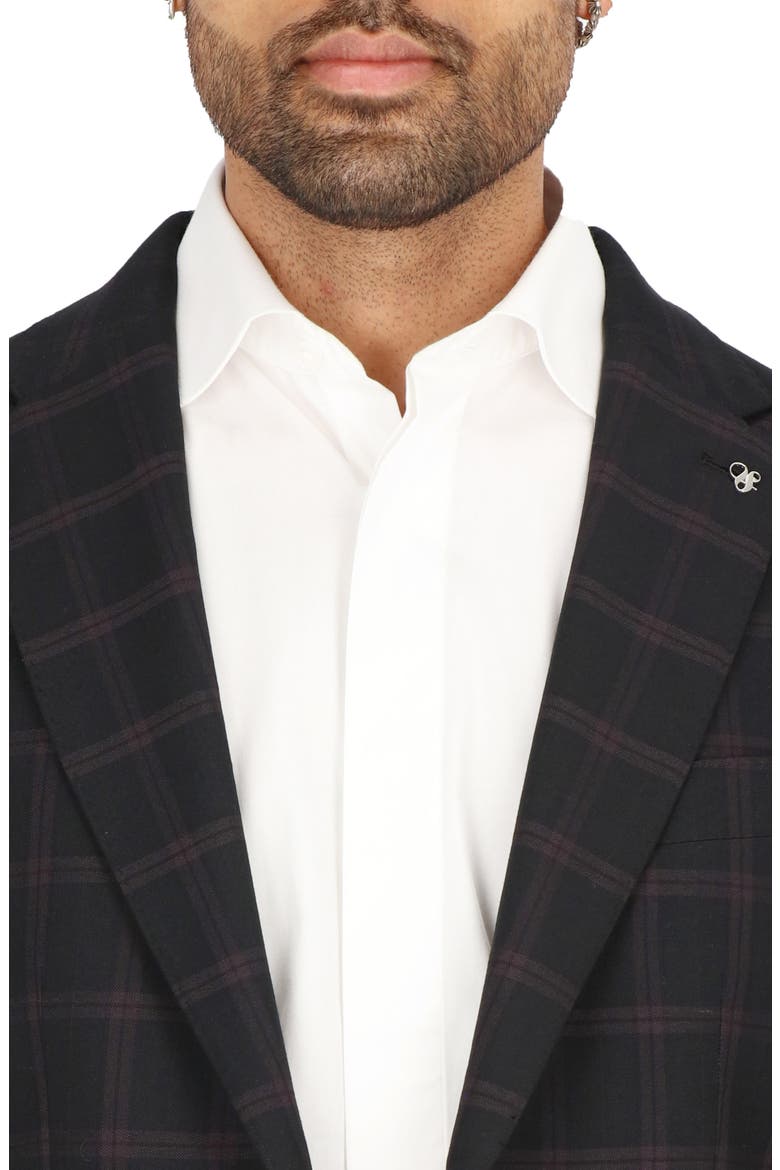 Burgundy Windowpane Check Sport Coat, Alternate, color, BLACK BURGUNDY PLAID