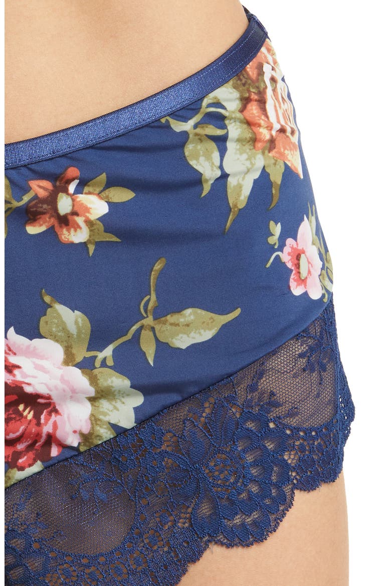 Naeva Floral Print Bralette & Boyshorts Set, Alternate, color, ESTATE BLUE SCATTERED ROS