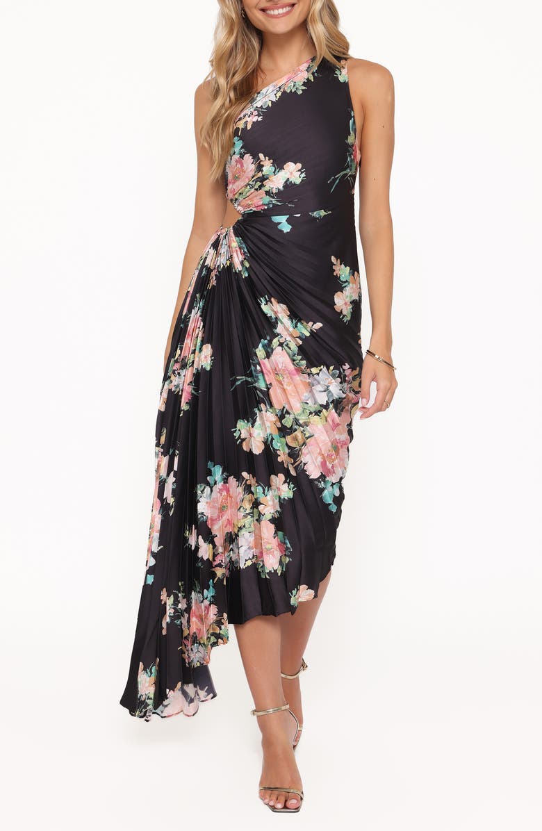 Petal & Pup Kleo Pleated One-Shoulder Maxi Dress, Main, color, 