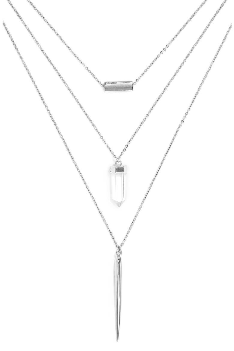 'Wizardry' Layered Pendant Necklace, Alternate, color, SILVER