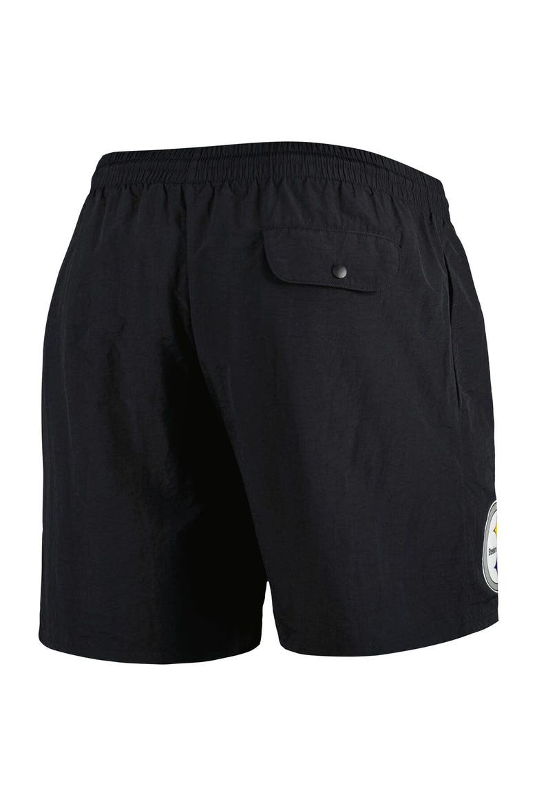 Men's Mitchell & Ness Black Pittsburgh Steelers Team Essentials Nylon Shorts, Alternate, color, Black