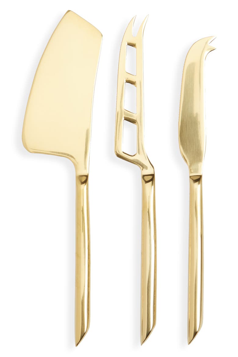 Belmont Cheese Knives Set, Main, color, GOLD