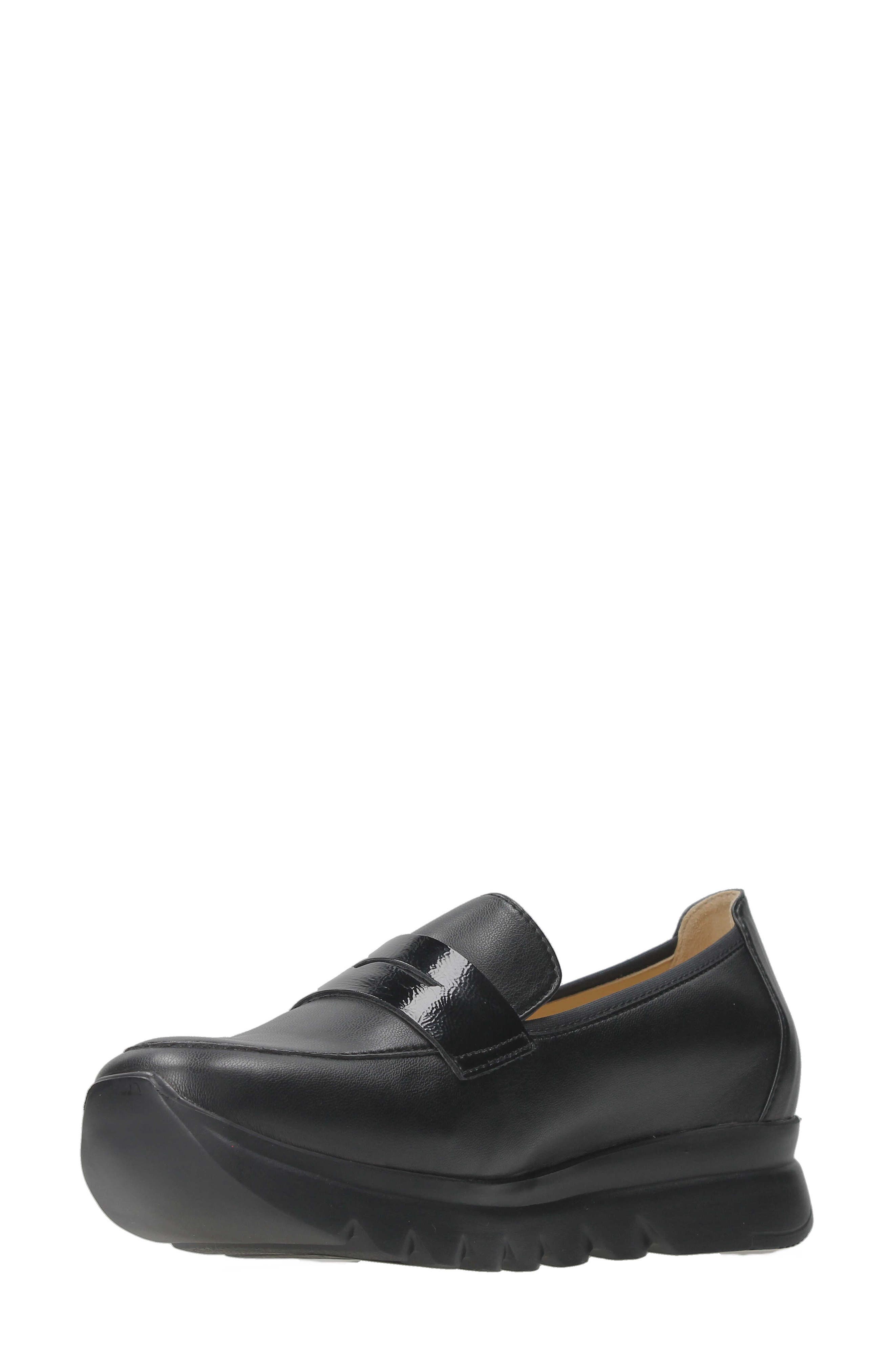 Snoafer Platform Wedge Penny Loafer, Alternate, color, BLACK