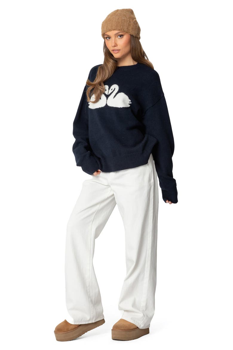 Swan Oversize Sweater, Alternate, color, NAVY