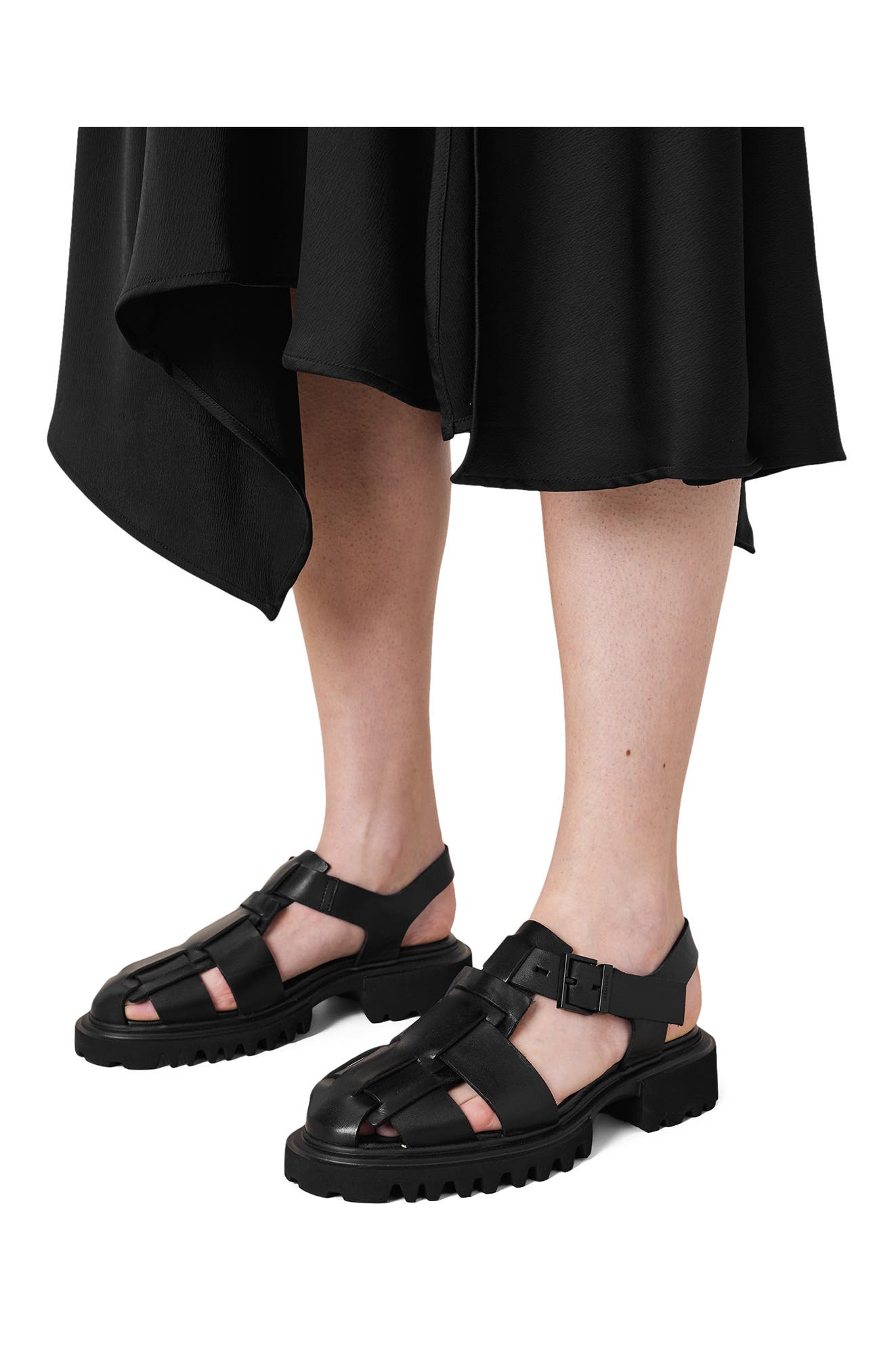 AllSaints Tess Lug Sole Fisherman Sandal, Alternate, color, 