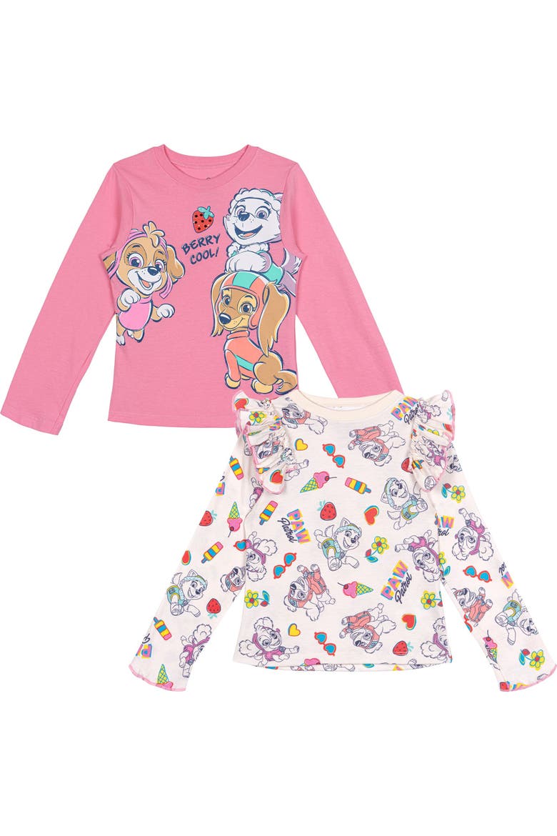 2-Pack Long Sleeve Tees, Main, color, Off White Pink Skye