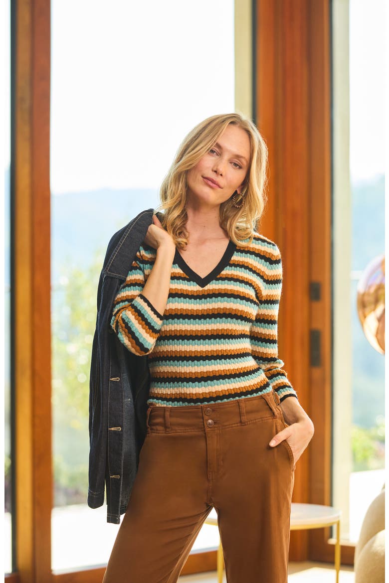 Stripe Textured Sweater, Alternate, color, OCEAN MULTI STRIPE