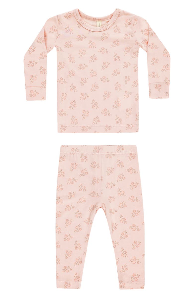 QUINCY MAE Floral Fitted Two-Piece Pajamas, Main, color, Petal