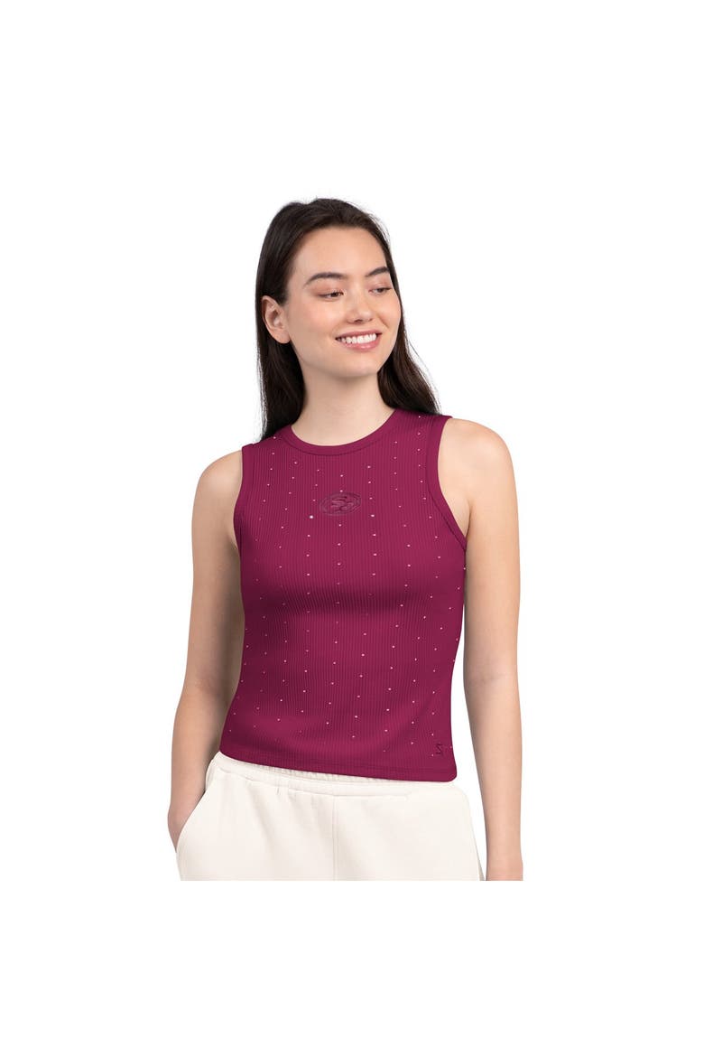 Women's Starter Maroon San Francisco 49ers Rhinestone Sprinkle Ribbed Tank, Main, color, Maroon