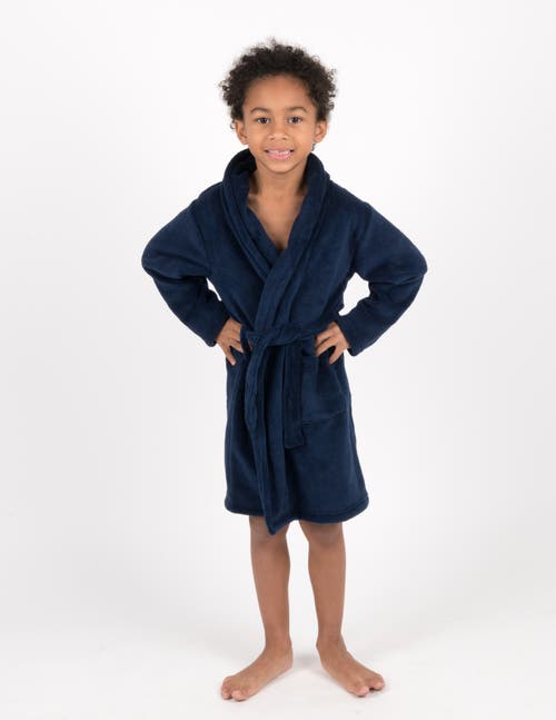 Leveret Kids Fleece Robe, Shawl Collar, Solid Colors In Blue