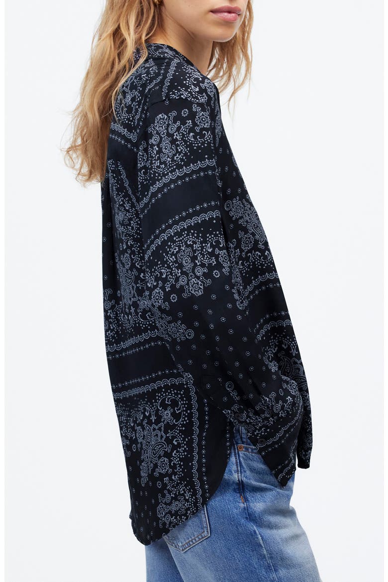 Bandana Print Relaxed Button-Up Shirt, Alternate, color, DARK NAVY
