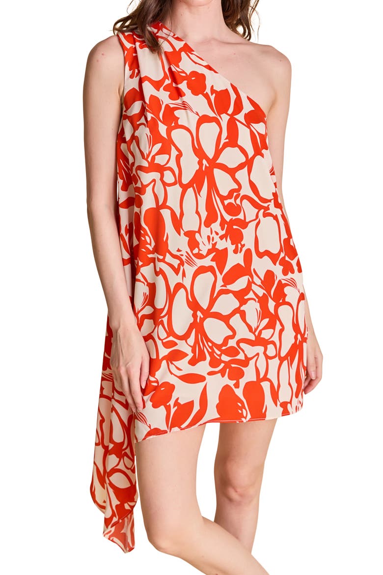 One-Shoulder Asymmetric Dress, Alternate, color, ORANGE