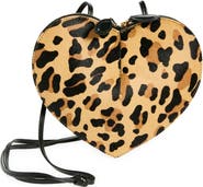 Alaïa Le Coeur Leopard Heart Genuine Calf Hair Crossbody Bag