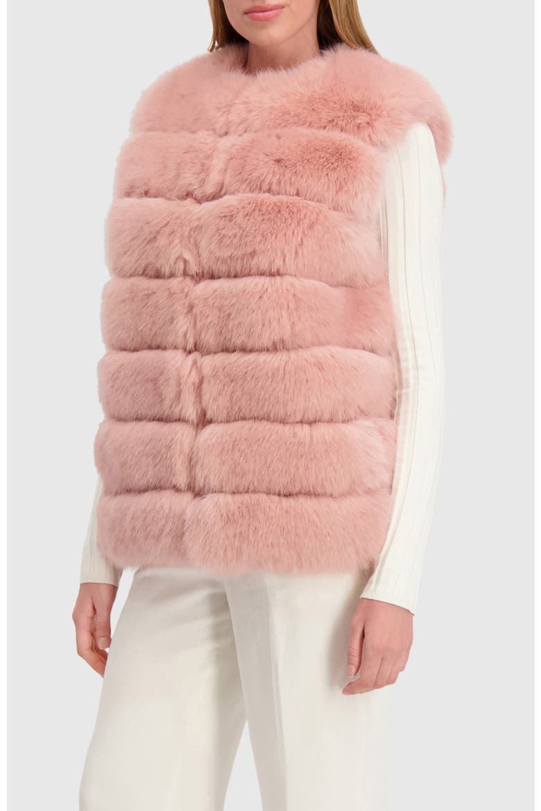 Fur-Free Fox (Faux Fur) Horizontal Vest, Alternate, color, PINK
