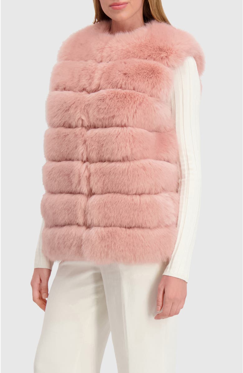 Lyla Grant Fur-Free Fox (Faux Fur) Horizontal Vest, Alternate, color, Pink